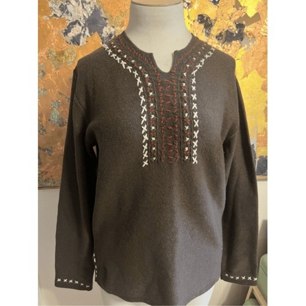 RARE Vintage Armand Basi Barcelona Wool Blend Cottage Core Hand Stiched Pullover